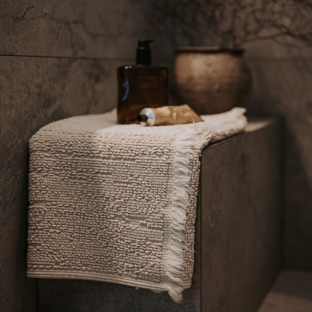 Baksana | Lisbon Double Bathmat | Available in colours Linen Slate and White image 2